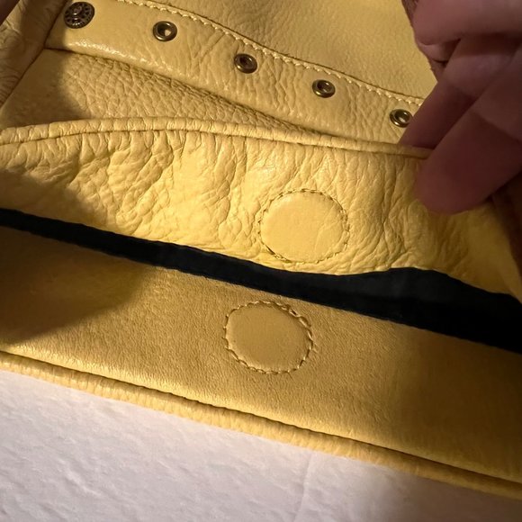 Vintage THE SAK COLLECTIVE Yellow Leather Hobo Shoulder Bag - Picture 4 of 16